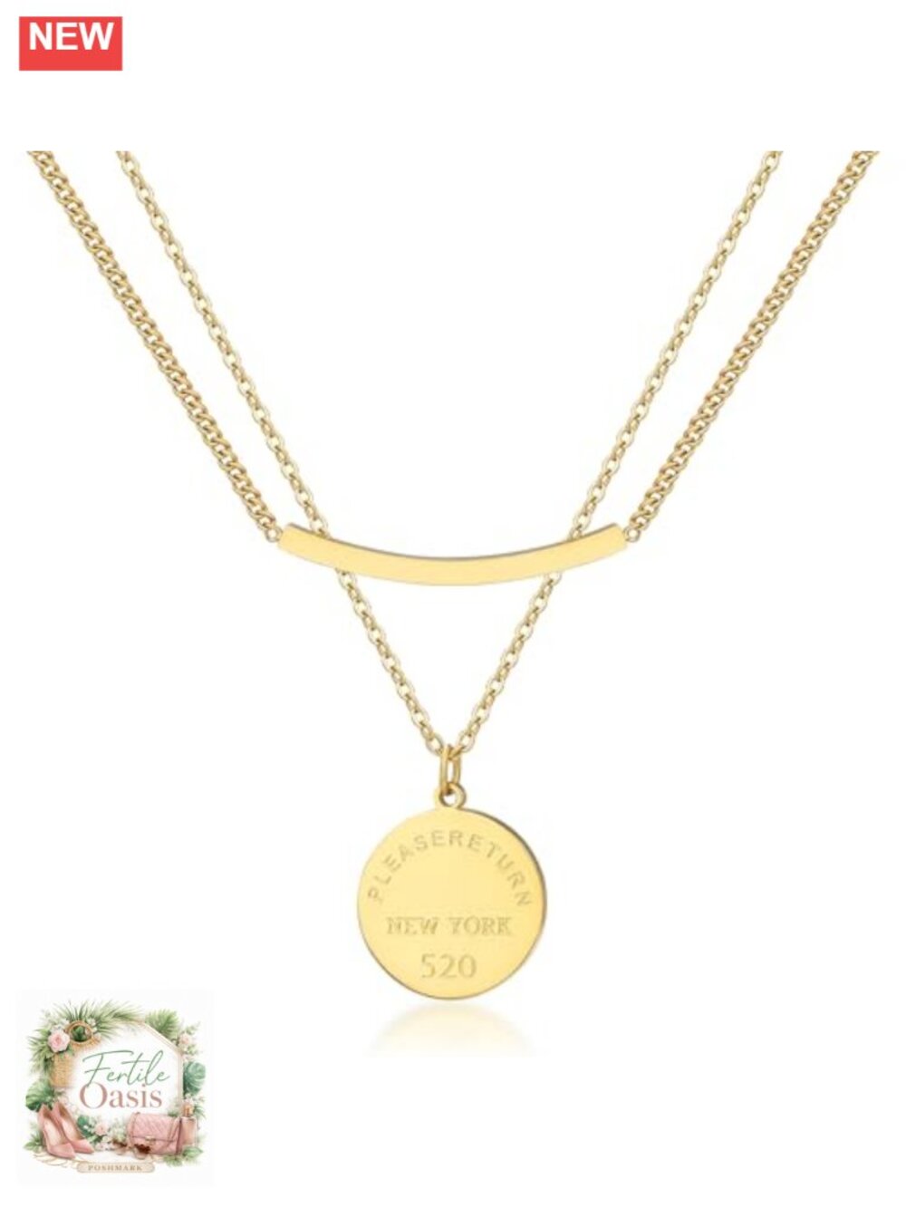 18K Gold Plated Layered Pendant Necklace for Women Dainty Stack Hypoallergenic